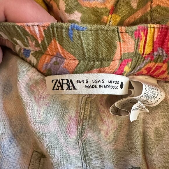 ⭐️ Host Pick ⭐️ Women's S Zara Aztec Printed Drawstring Shorts Linen Blend Funky - Picture 7 of 8